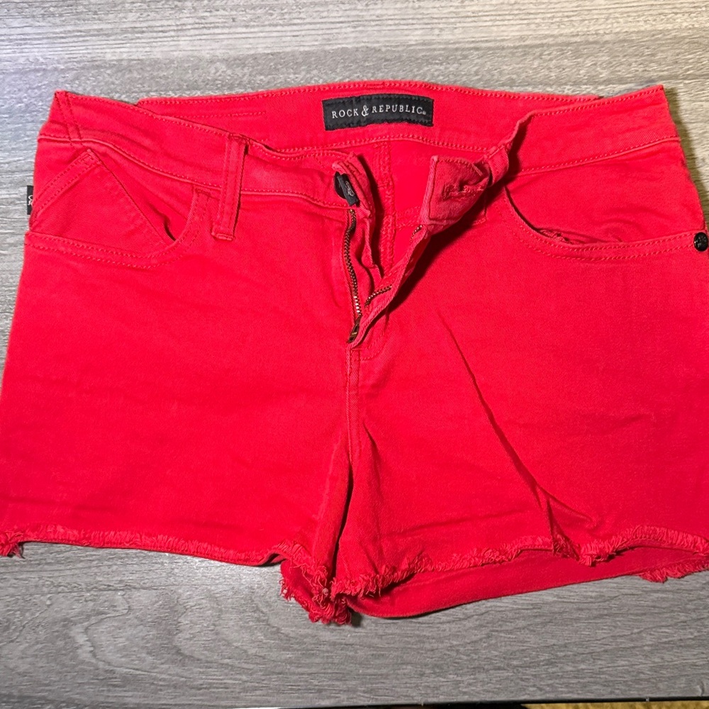 Rock & Republic Women's Vibrant Red Jean Shorts